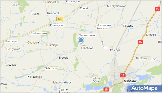 mapa Ołaczewo, Ołaczewo na mapie Targeo